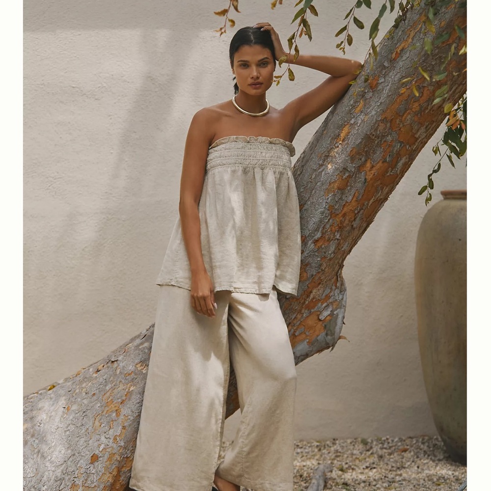 Anthropologie The Aubrey Strapless Linen Top